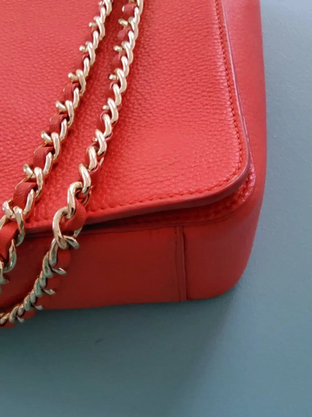 Tory Burch Large Flap Crossbody in Orange with Chain Strap